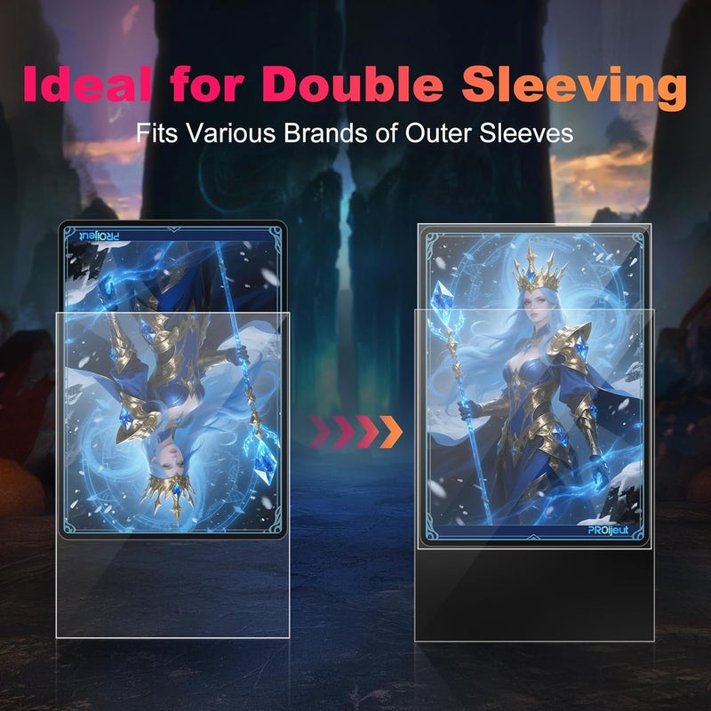 Proijeut 1200 Pack Card Sleeves Clear, Perfect Fit Inner Sleeves Ideal for Double-sleeving, Trading Card Sleeve Compatible with MTG, PKM, TCG and Gaming Cards (60 Microns) - Image 2